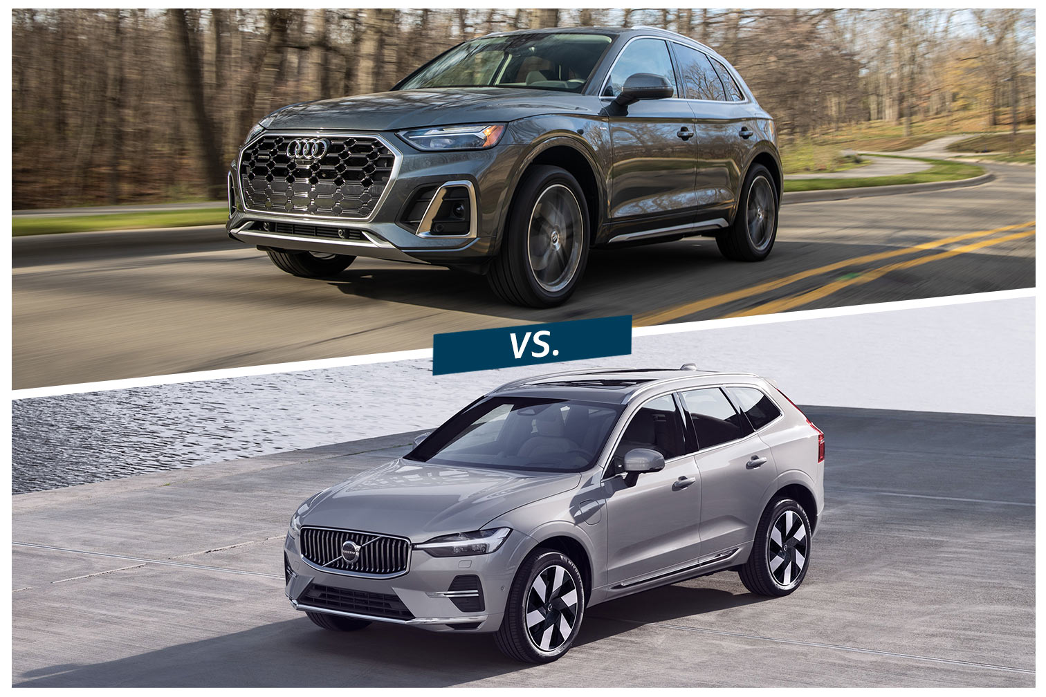 Audi Q5 and Volvo XC60, top to bottom, comparison