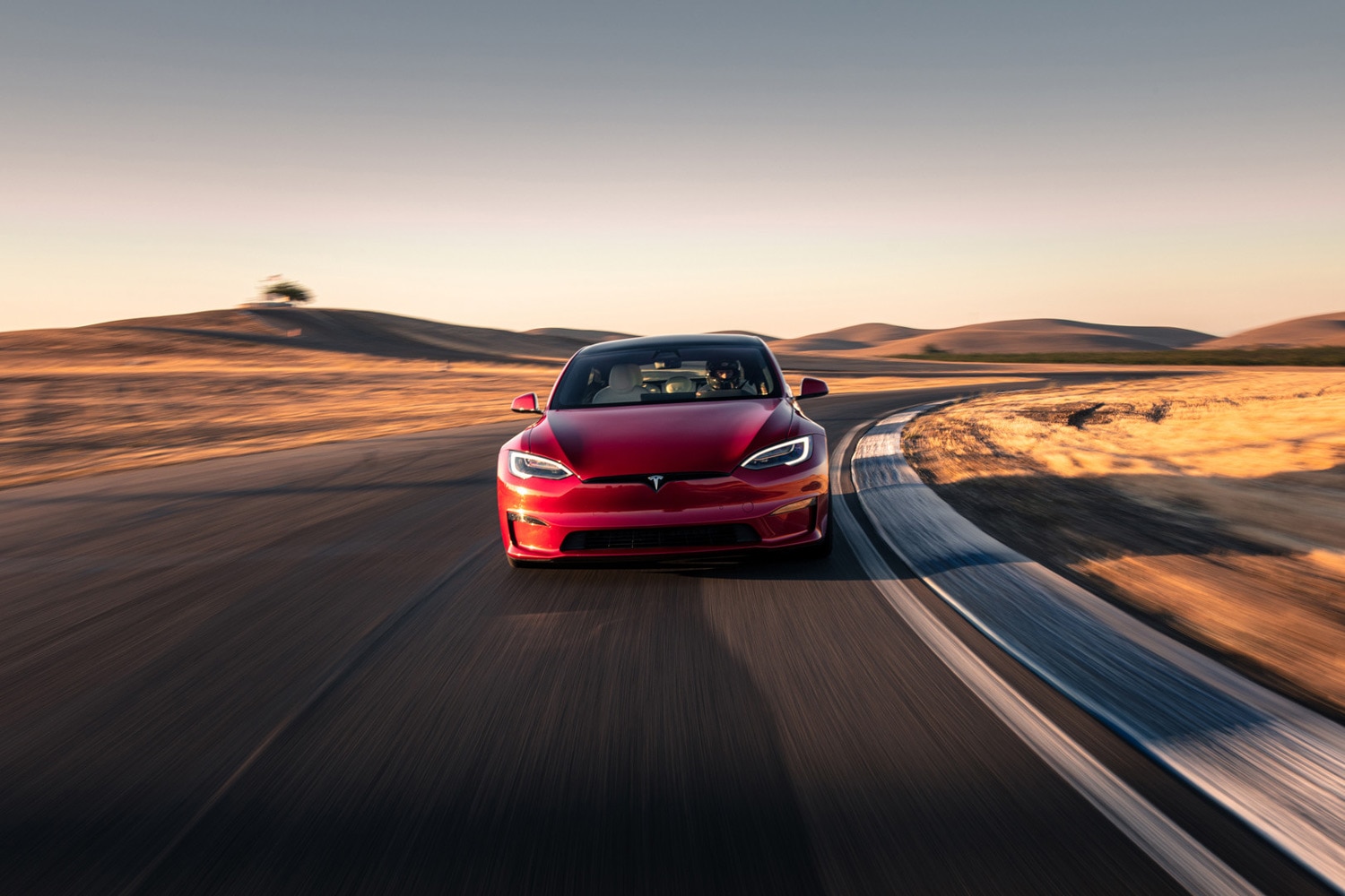 Tesla Model S Plaid on racetrack