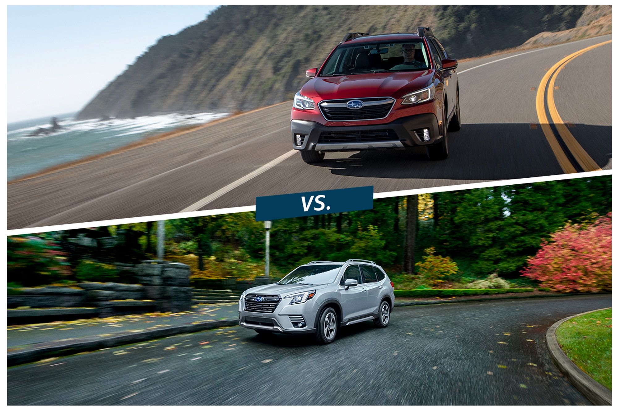Subaru Outback and Subaru Forester Touring compared against each other