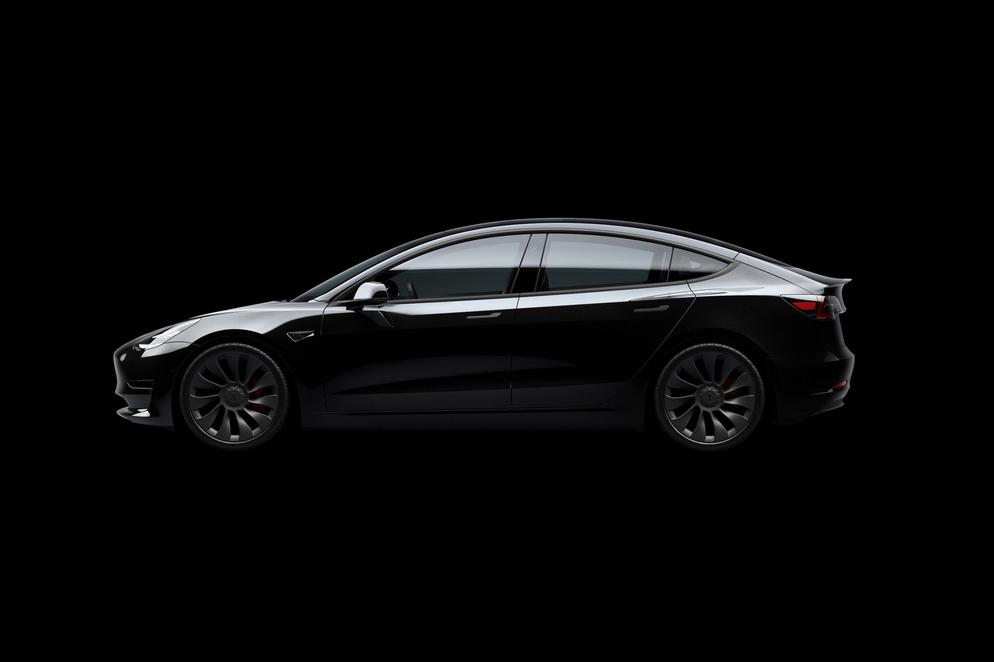 Black Tesla Model 3 side view