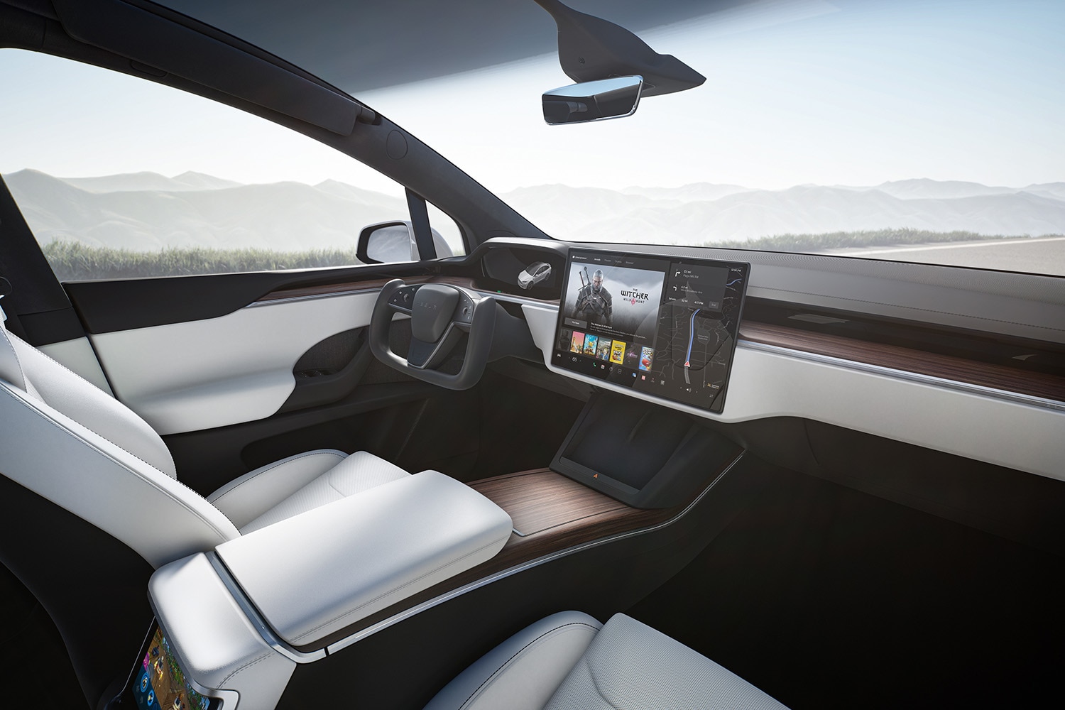 Interior of Tesla with infotainment screen