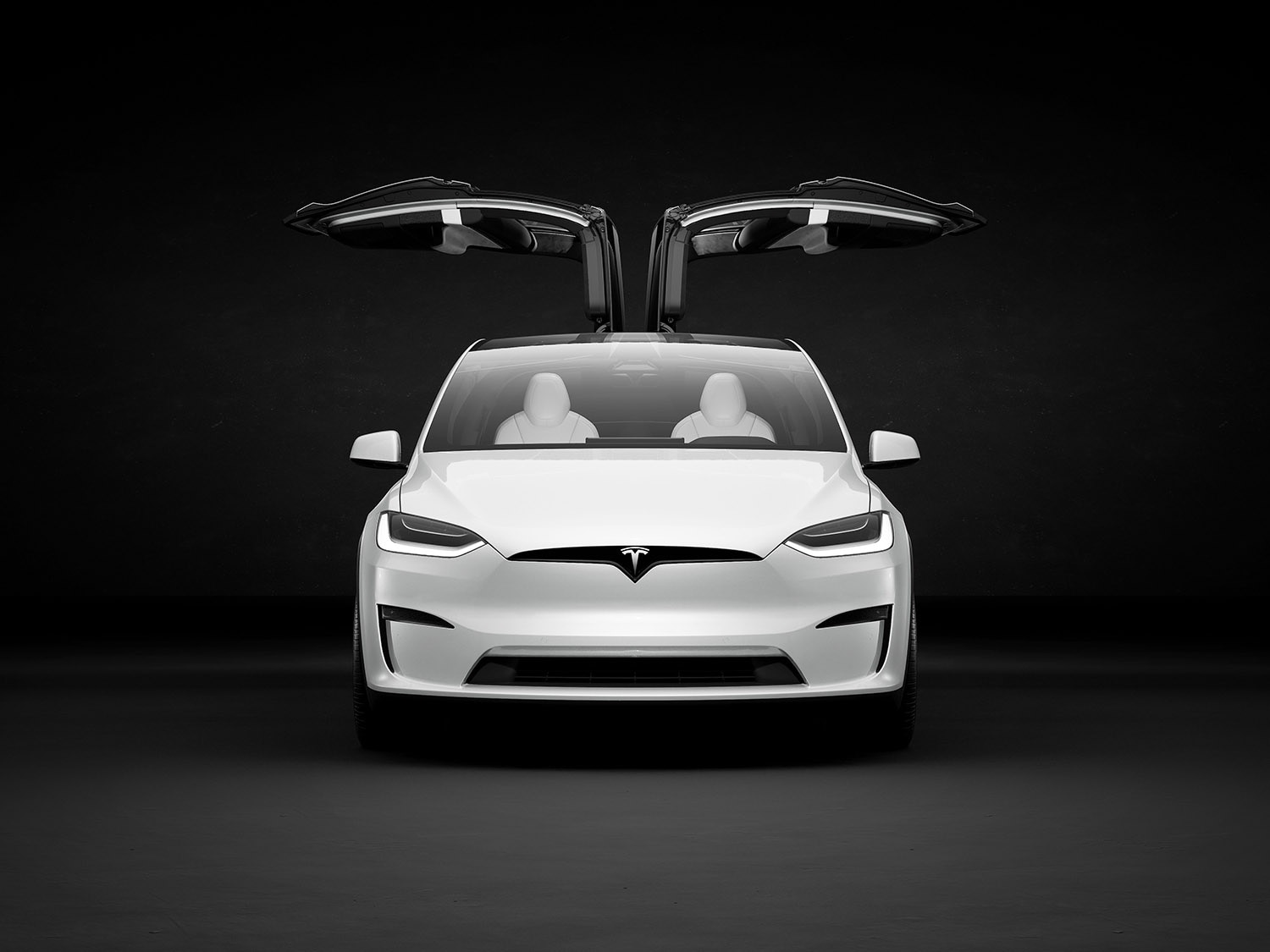 Tesla Model X with gullwing doors raised