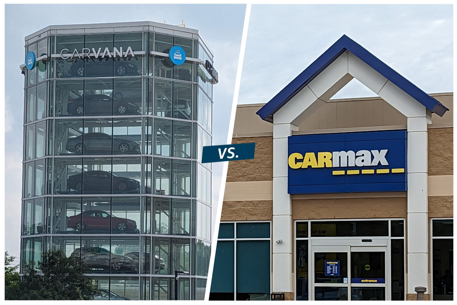 CarMax exterior vs Carvana car vending machine