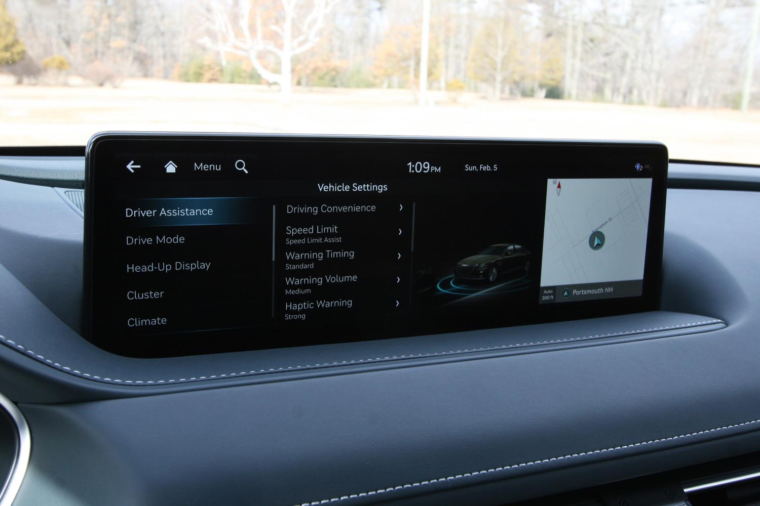 2023 Genesis Electrified G80 vehicle settings on infotainment screen