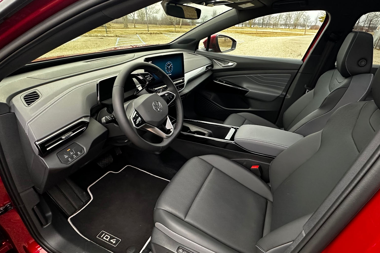 2023 Volkswagen ID.4 AWD aurora red metallic front interior