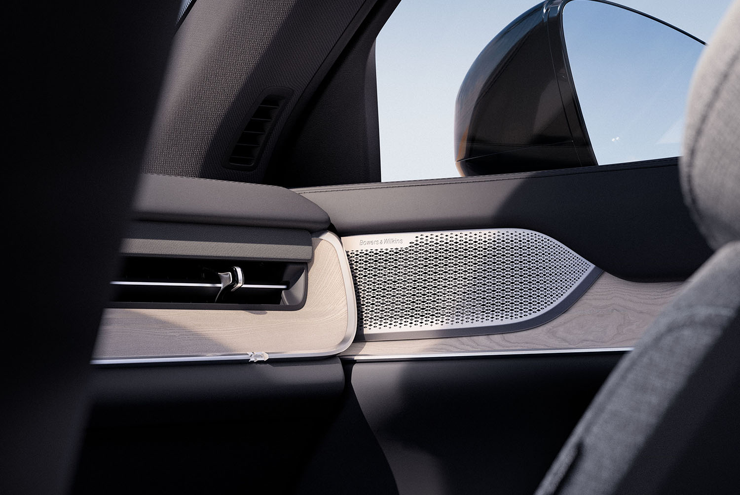 Bowers undefined Wilkins-branded speaker built into the door of a Volvo