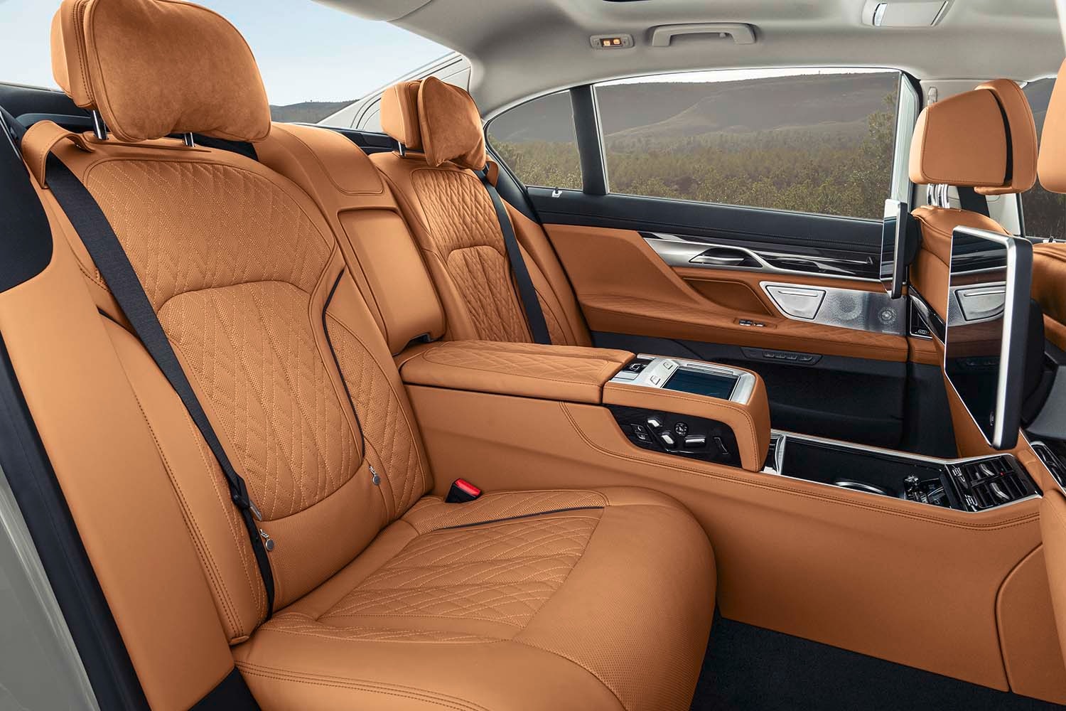 BMW 7 Series dark tan nappa leather back seat interior