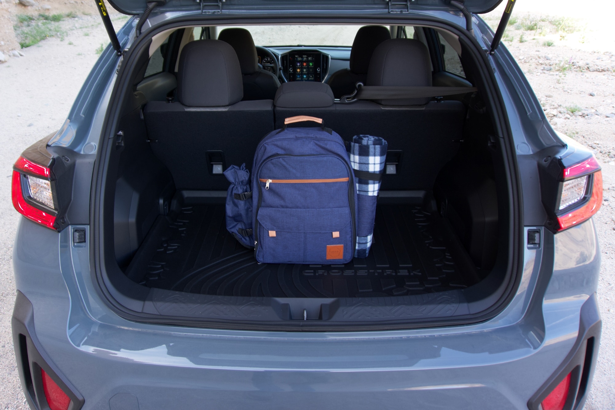2024 Subaru Crosstrek open cargo space with backpack inside