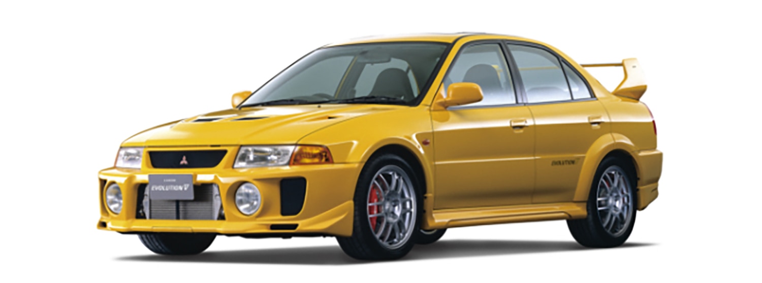 1998 Mitsubishi Lancer Evolution V in yellow