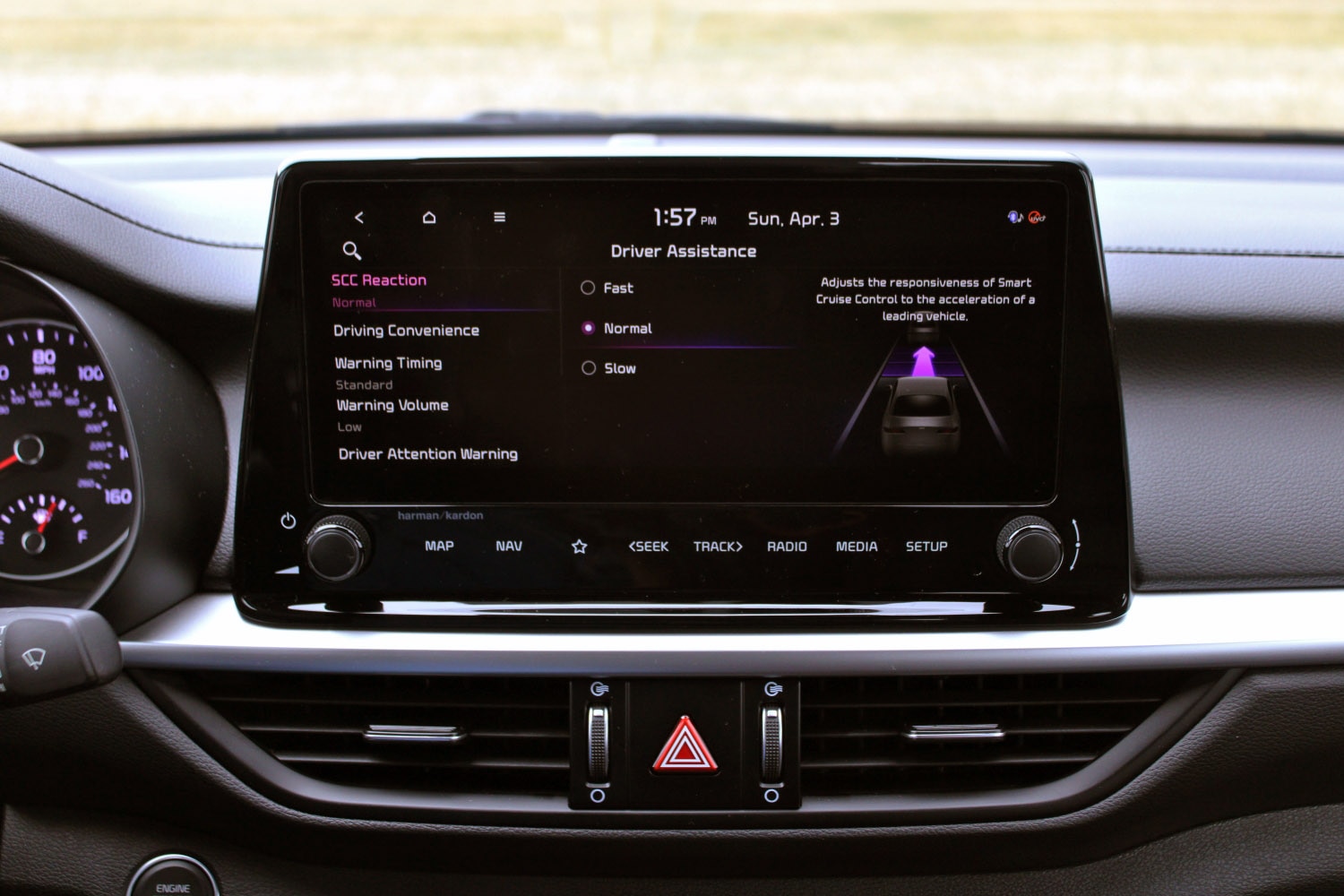 2022 Kia Forte infotainment screen, driver-assistance systems menu