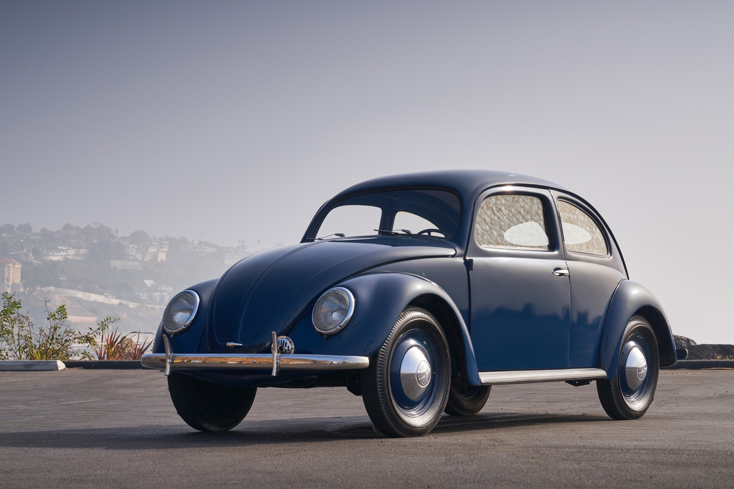 A blue 1949 Volkswagen Beetle