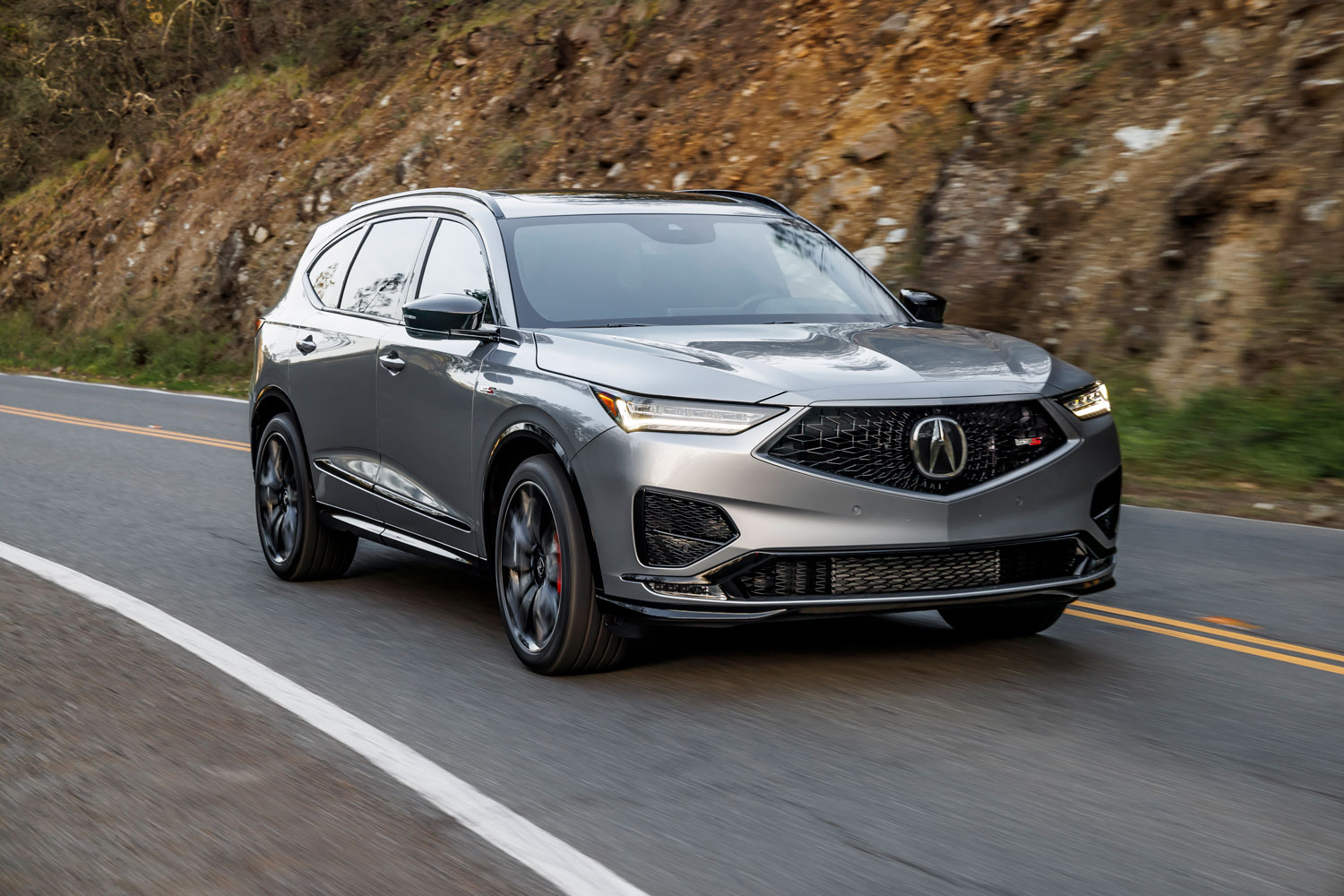 2023 Acura MDX Type S in silver on a mountain road