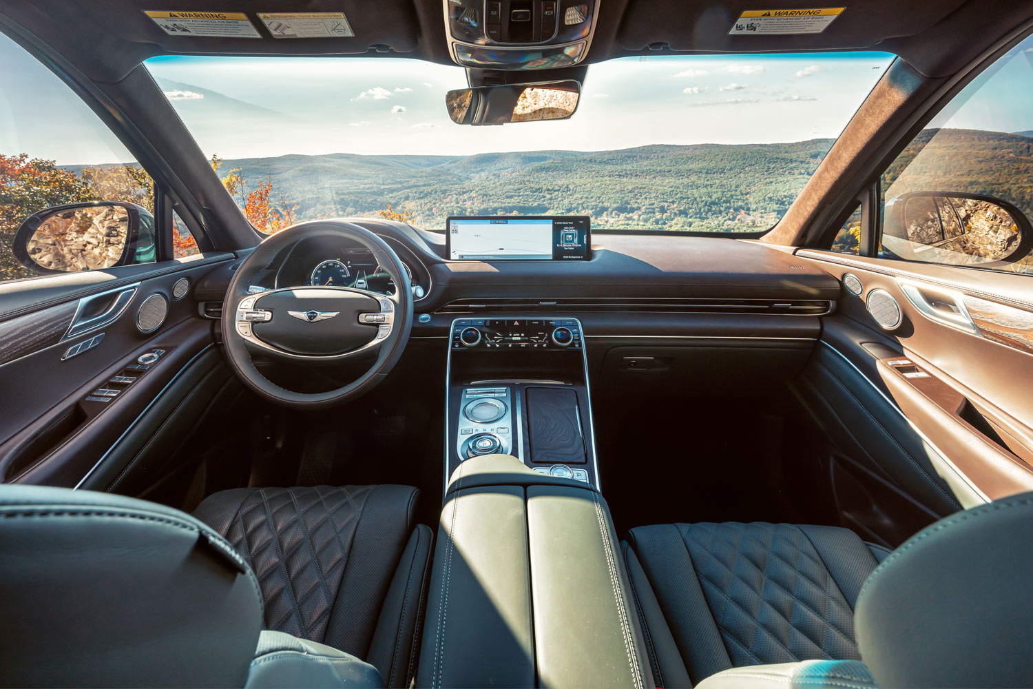 2023 Genesis GV80 interior, front seats, and infotainment screen