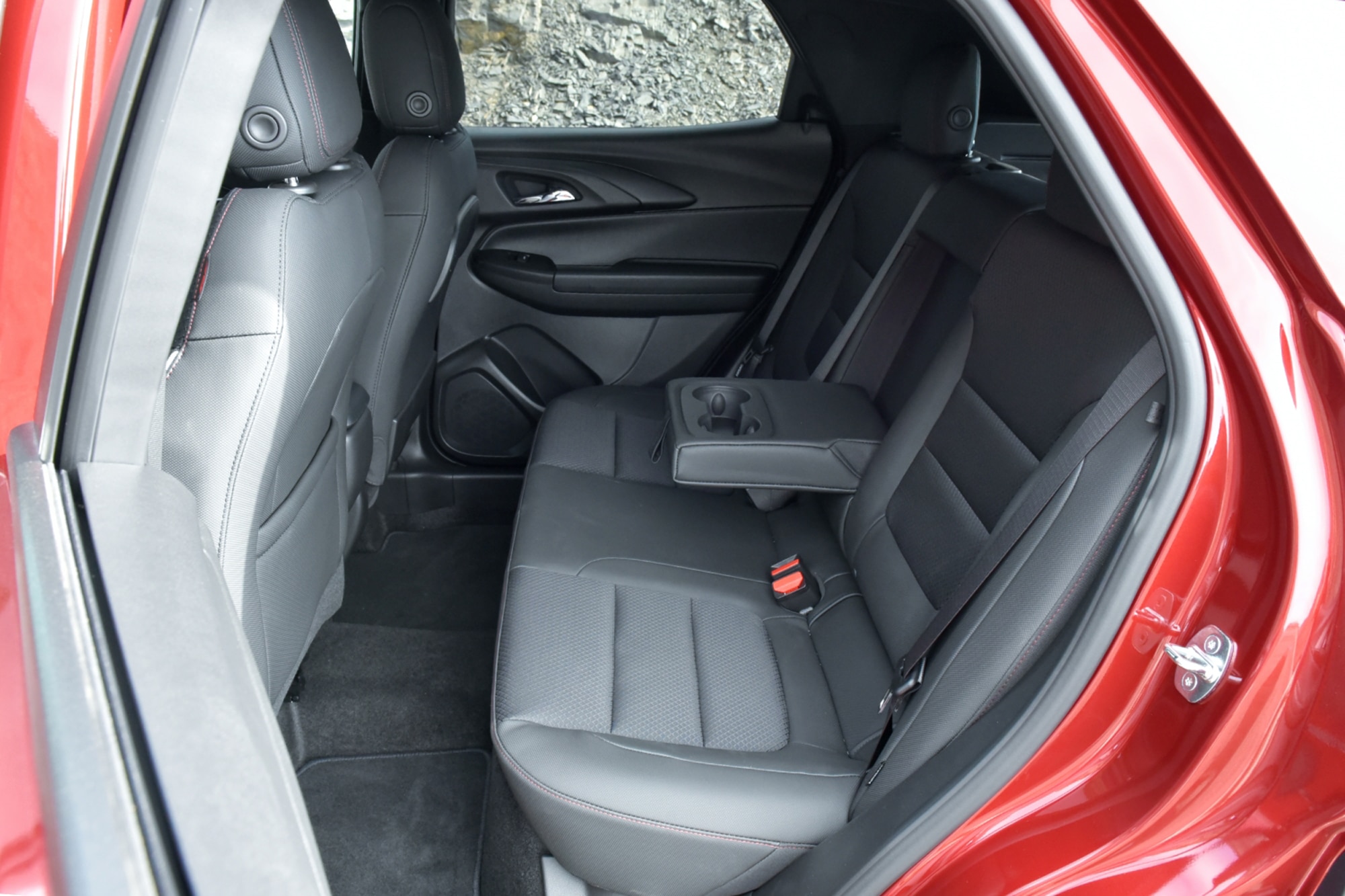 Red 2023 Chevrolet Trailblazer interior back seat