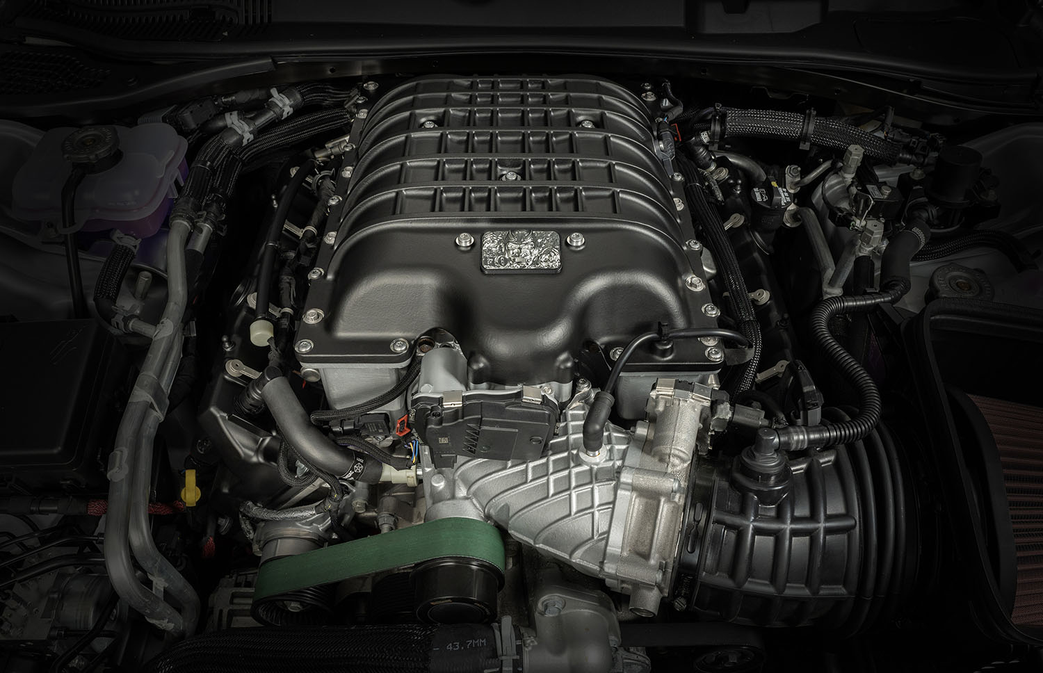 6.2-liter supercharged Hemi V8 engine inside the 2023 Dodge Challenger SRT Demon 170