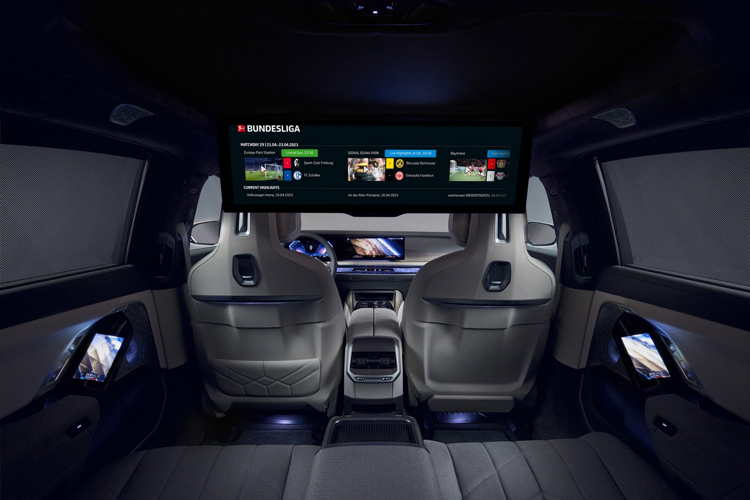 The large screen facing the second row in a 2023 BMW 7-Series
