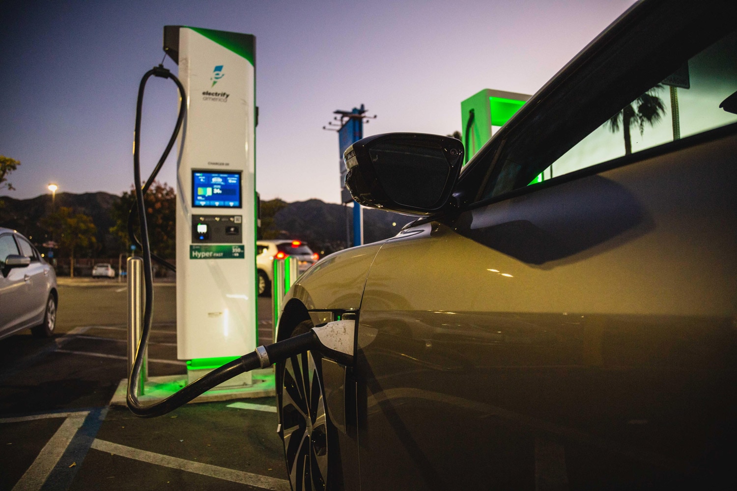 Lucid Air charging at Electrify America station in Southern California