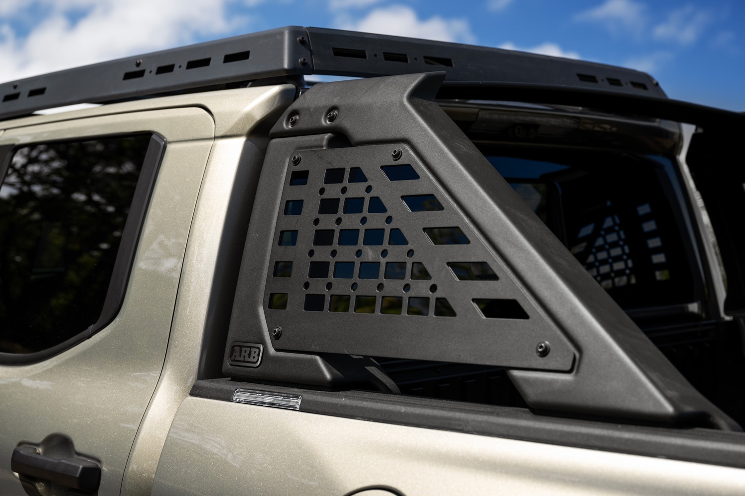 2024 Tacoma Trailhunter with close up of ARB bed rack