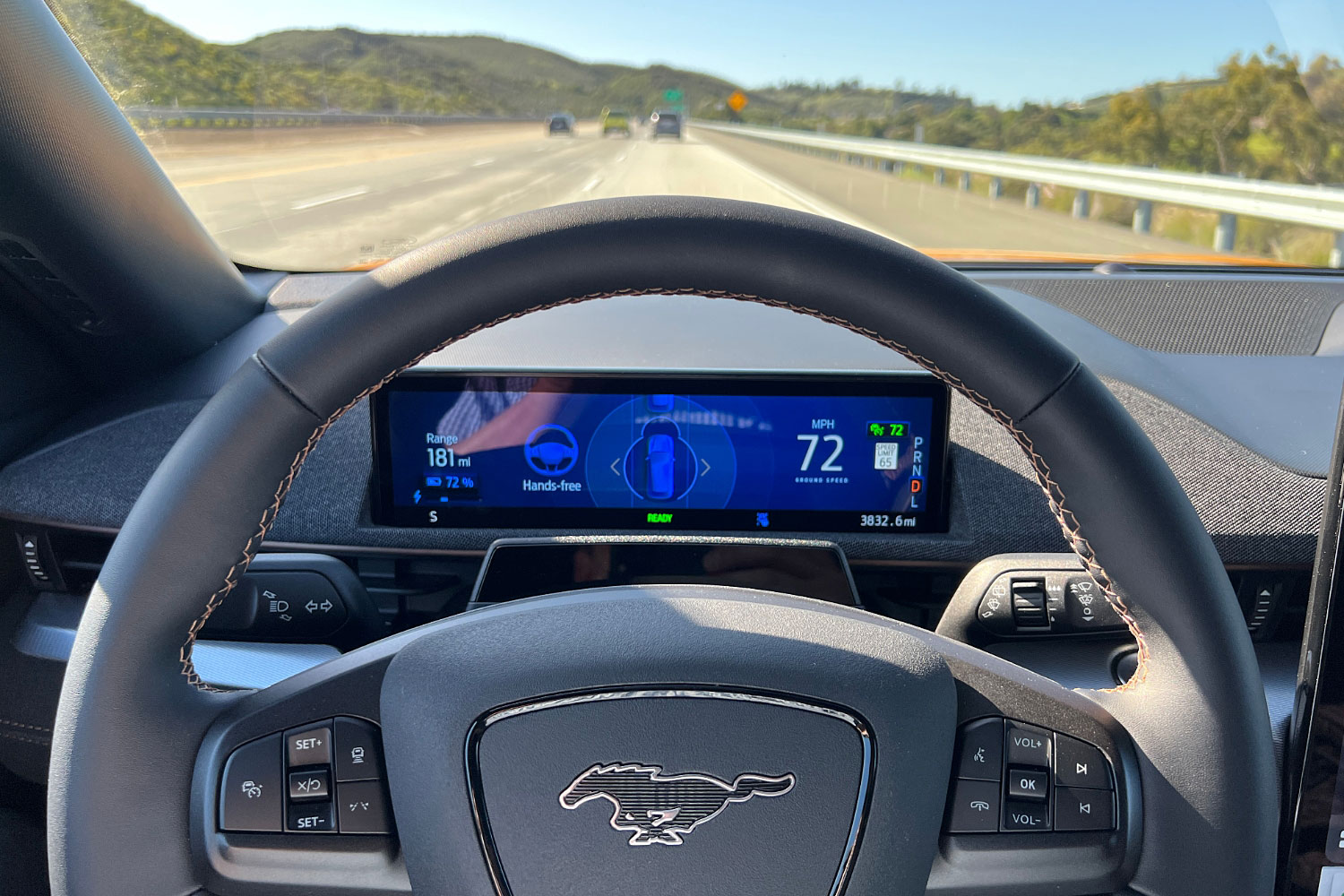 2023 Ford Mustang Mach-E GT BlueCruise in hands-free driving mode