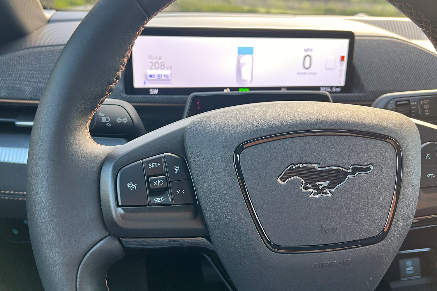2023 Ford Mustang Mach-E GT steering wheel and safety features