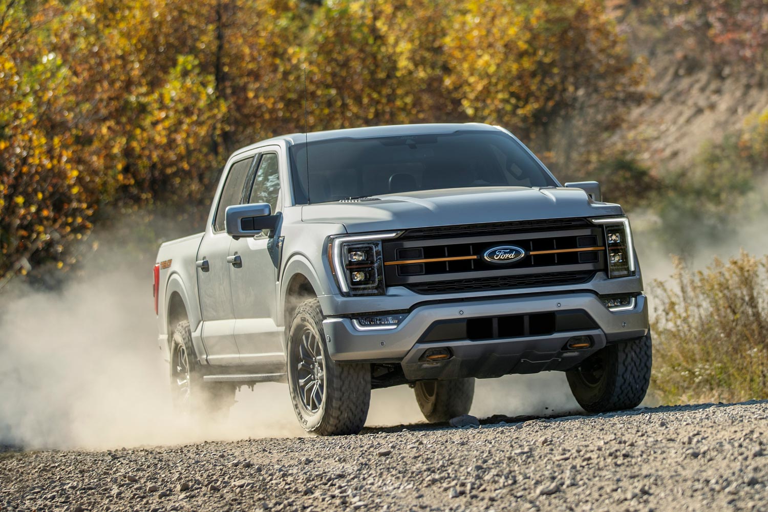 2023 Ford F-150 Tremor in silver on dirt road