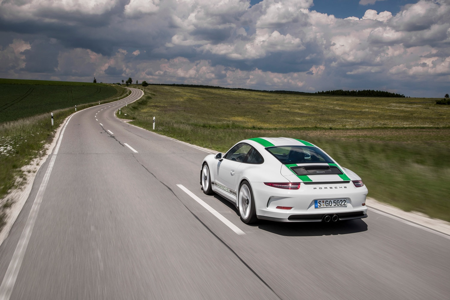 2016 Porsche 911 R driving on a country road