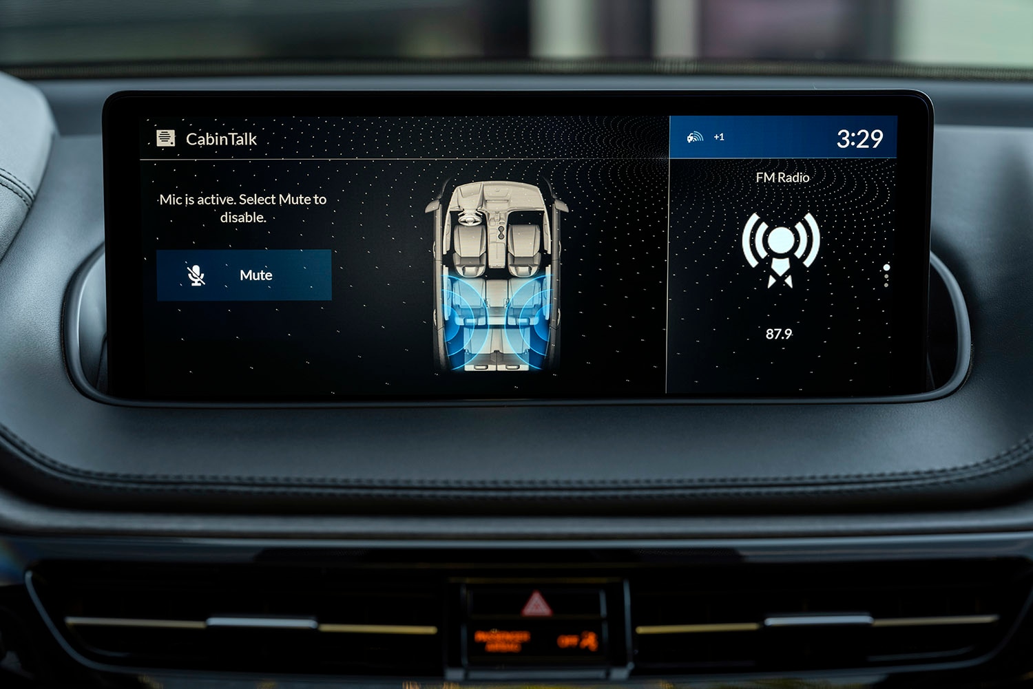 View of 2022 Honda MDX's infotainment screen with CabinTalk active