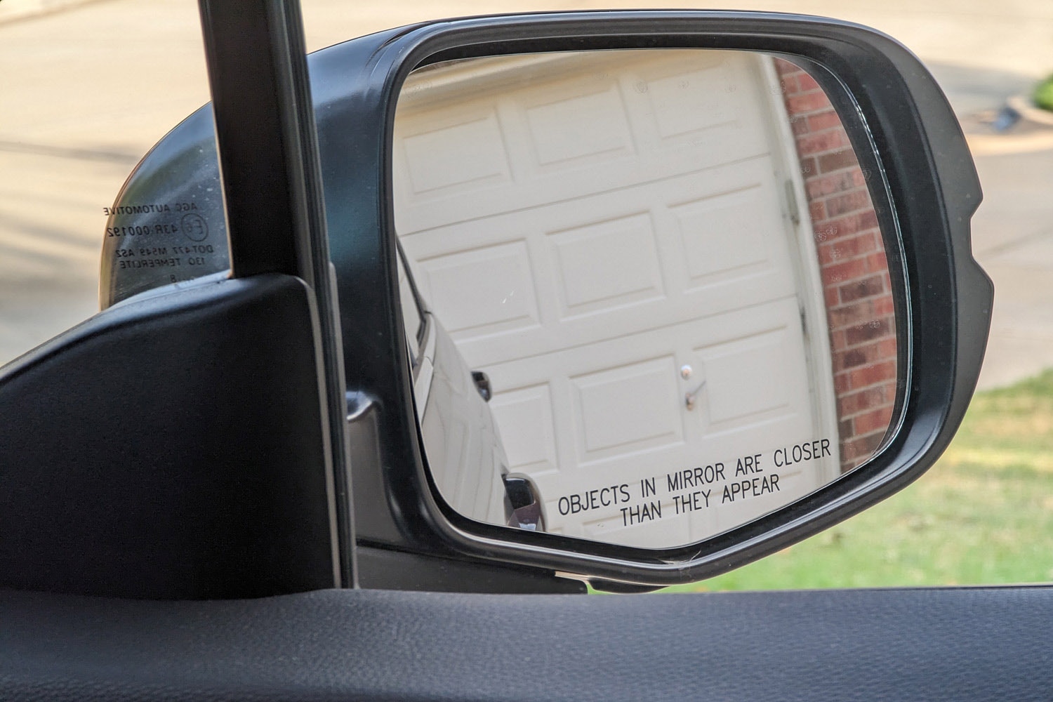 View of vehicle side mirror.