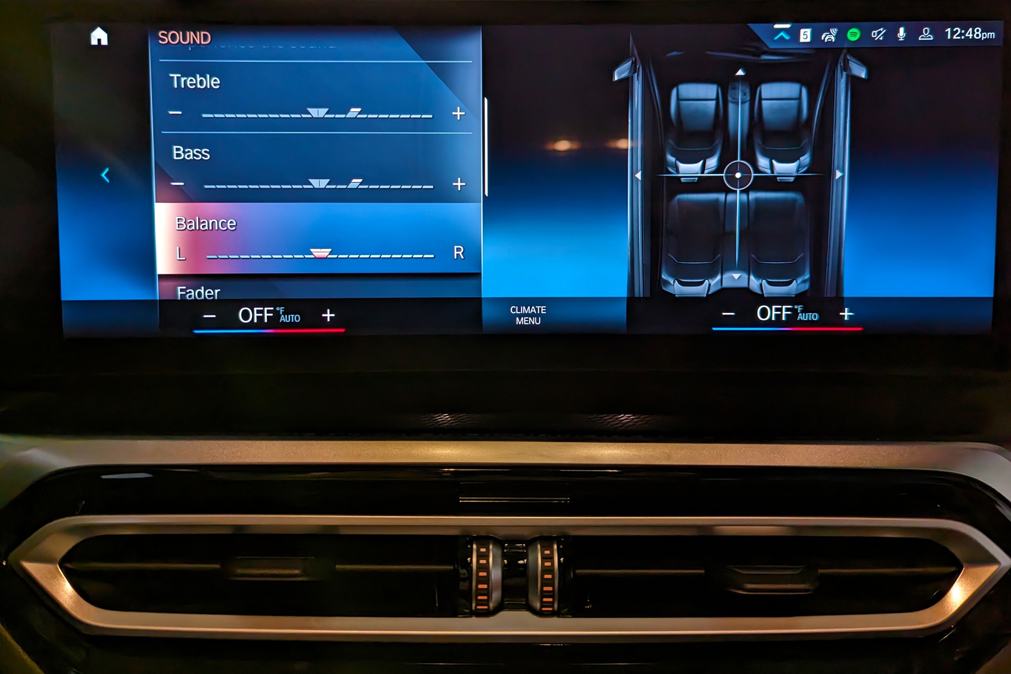 Audio settings screen for a BMW M240i