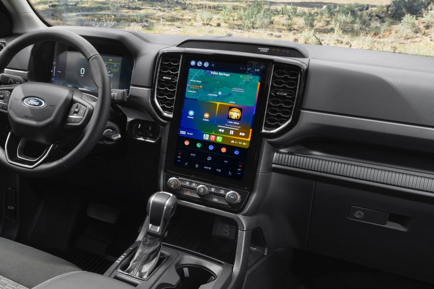 Interior shot detail of the 2024 Ford Ranger infotainment screen