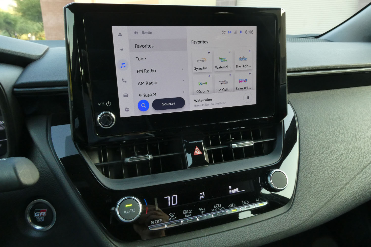 Infotainment screen in a 2023 Toyota GR Corolla.