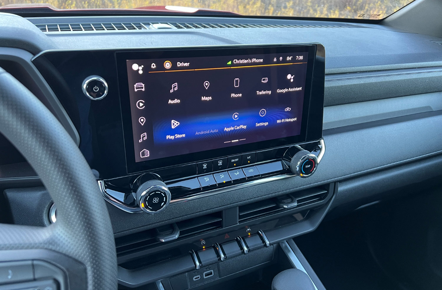 Infotainment touchscreen in a 2023 Chevrolet Colorado