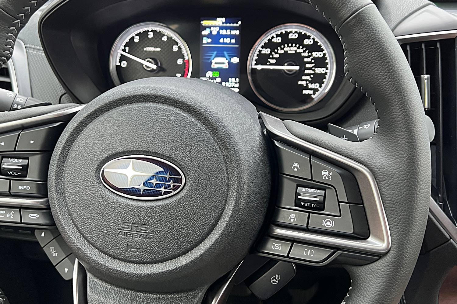 Steering wheel and driver display in a 2024 Subaru Forester