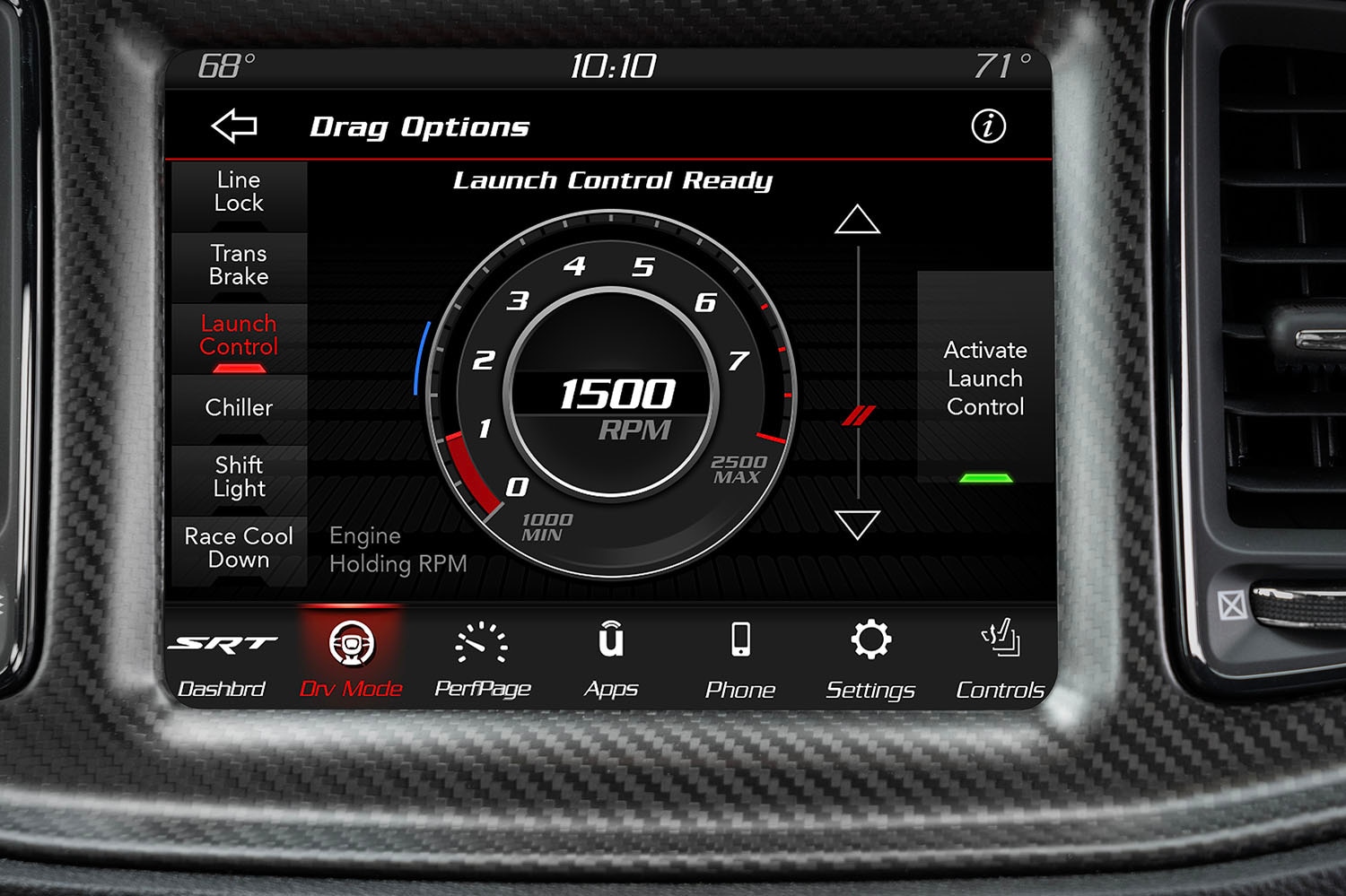 Launch control feature in Dodge Challenger SRT with Uconnect