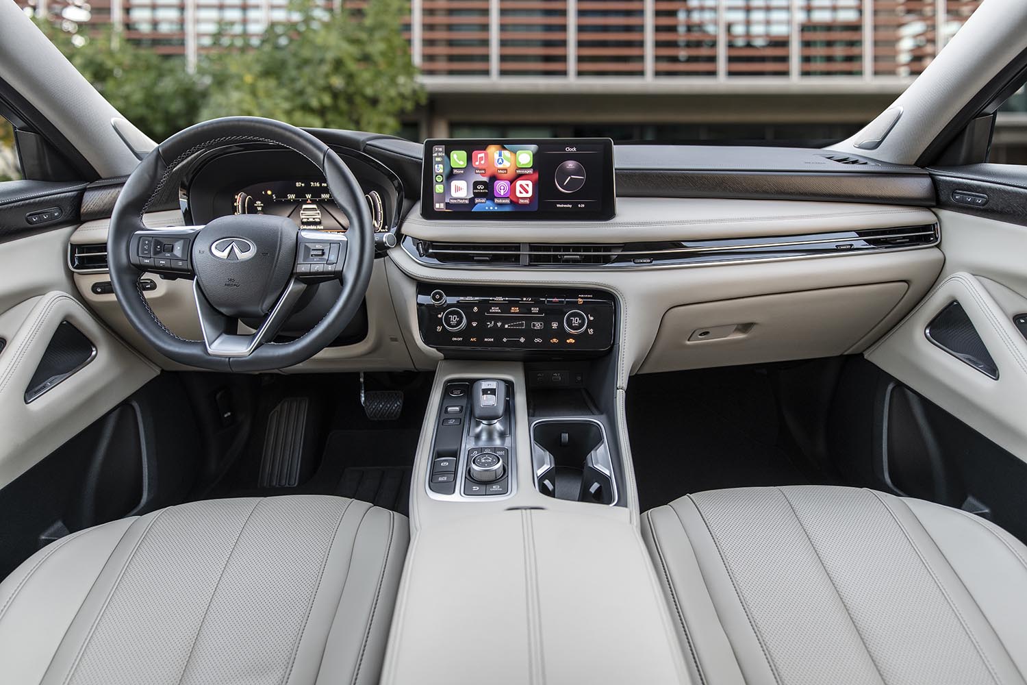 Interior, dashboard, and front seats of 2023 Infiniti QX60