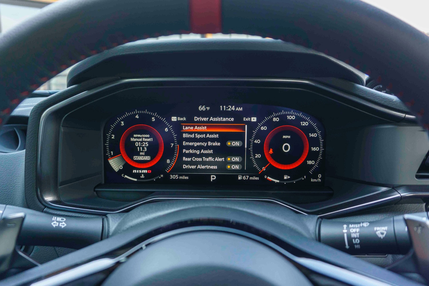 2024 Nissan Z Nismo instrument cluster showing driver assistance options