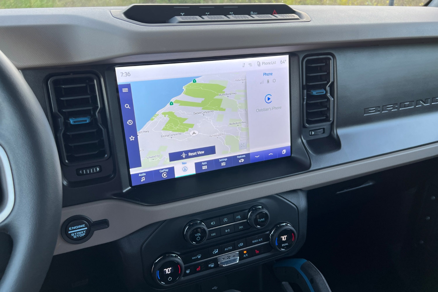 Infotainment screen in a 2023 Ford Bronco