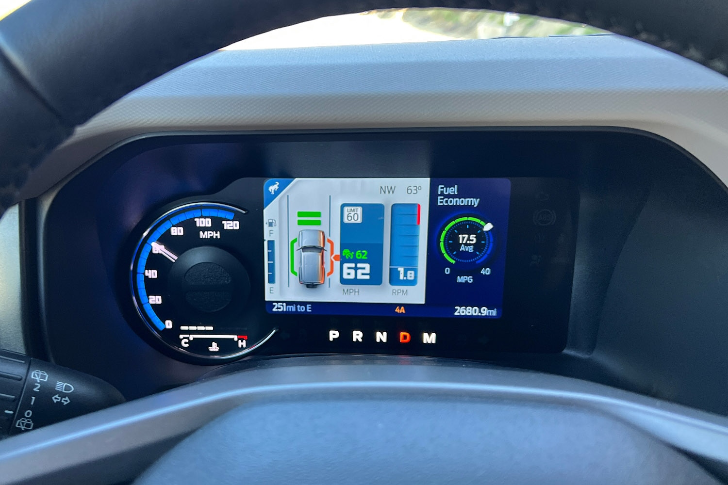 View of lane-keeping-assist feature in 2023 Ford Bronco