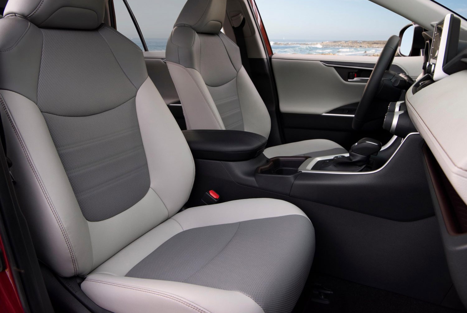 Front seats trimmed with gray SofTex in Toyota RAV4 Hybrid