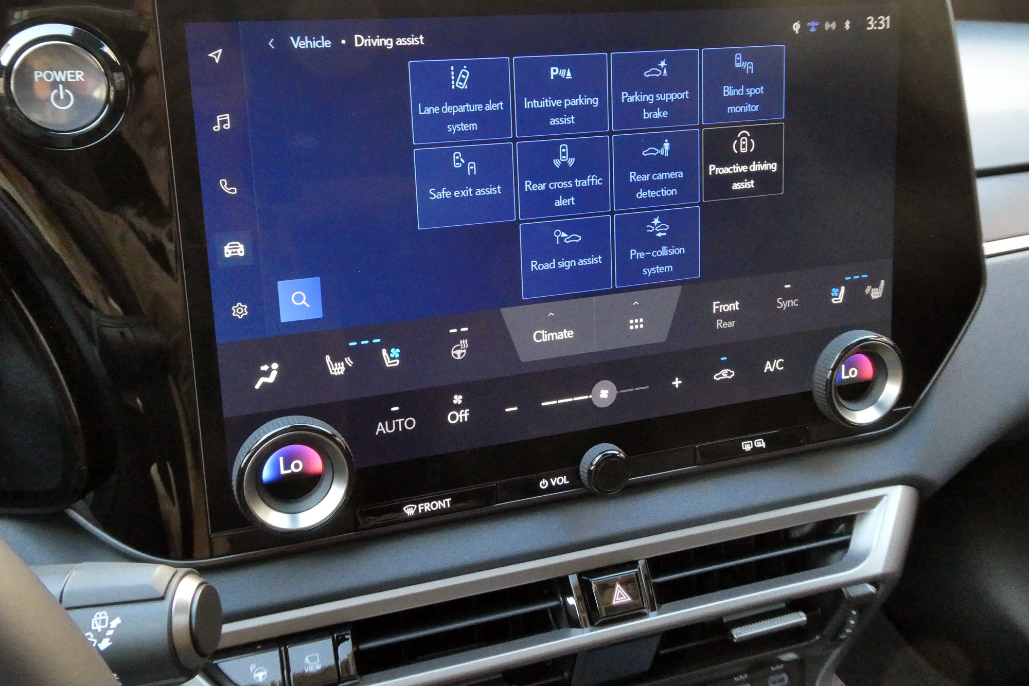 2024 Lexus TX 550h+ driver-assistance screen