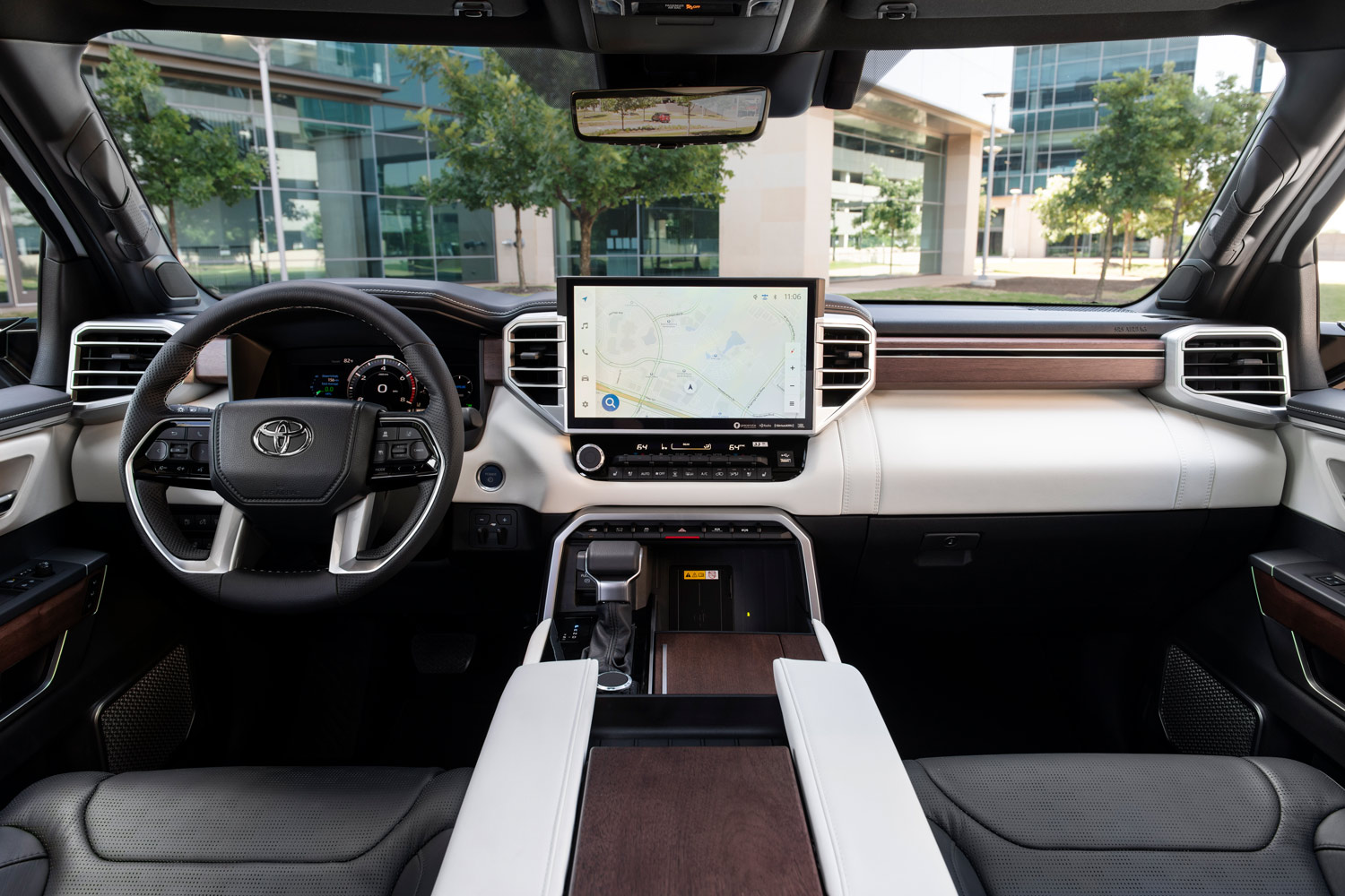 Dashboard and steering wheel of a 2023 Toyota Sequoia