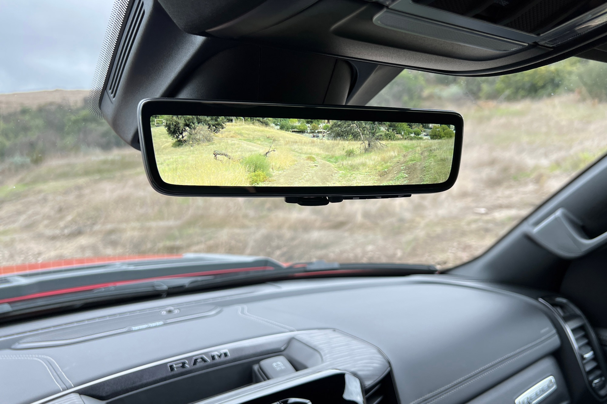 Digital rearview camera mirror in a 2024 Ram 1500 Rebel