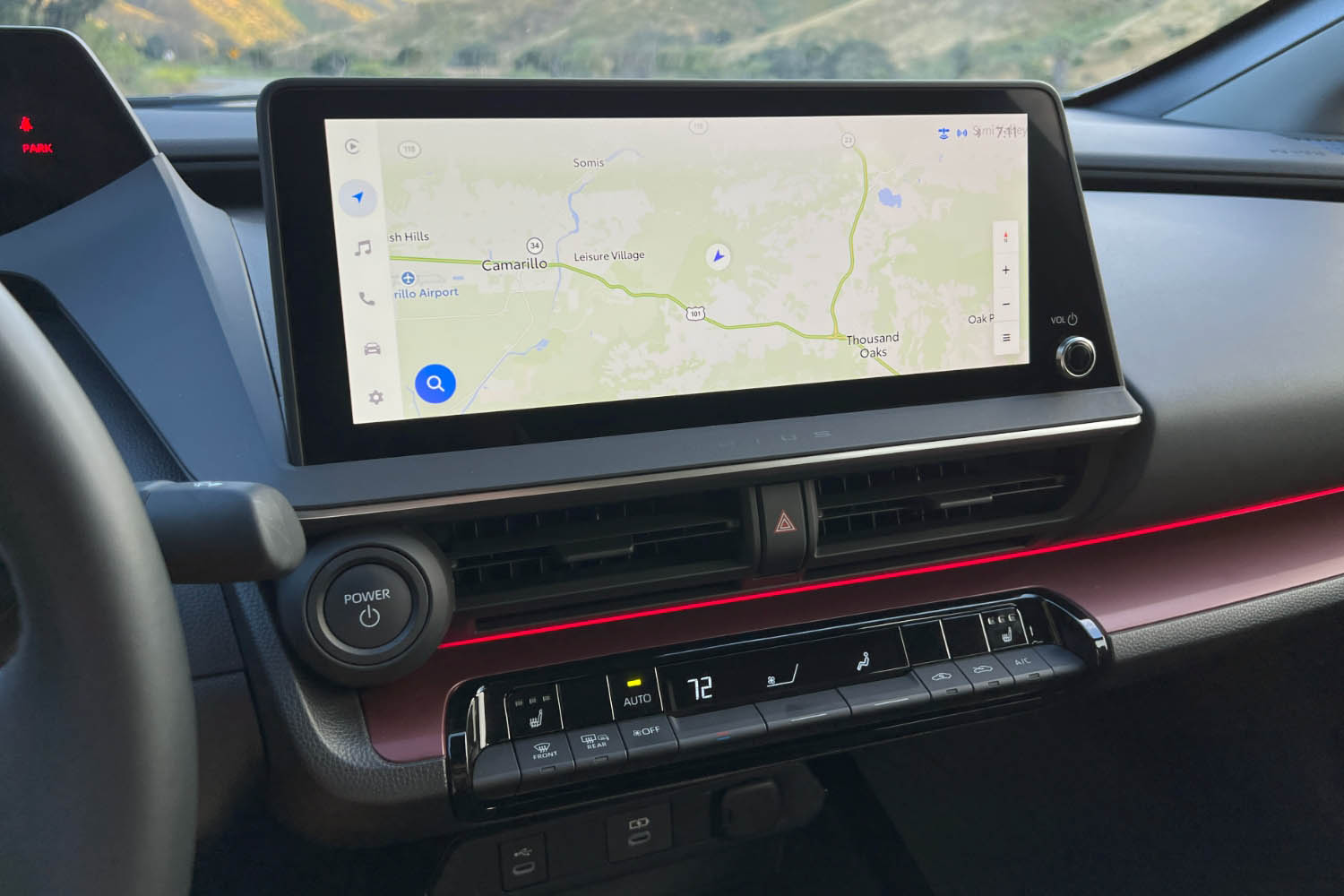 Infotainment screen in the 2023 Toyota Prius Prime showing the navigation pane