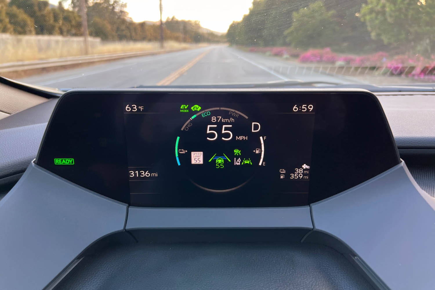 Digital gauge cluster of the 2023 Toyota Prius Prime