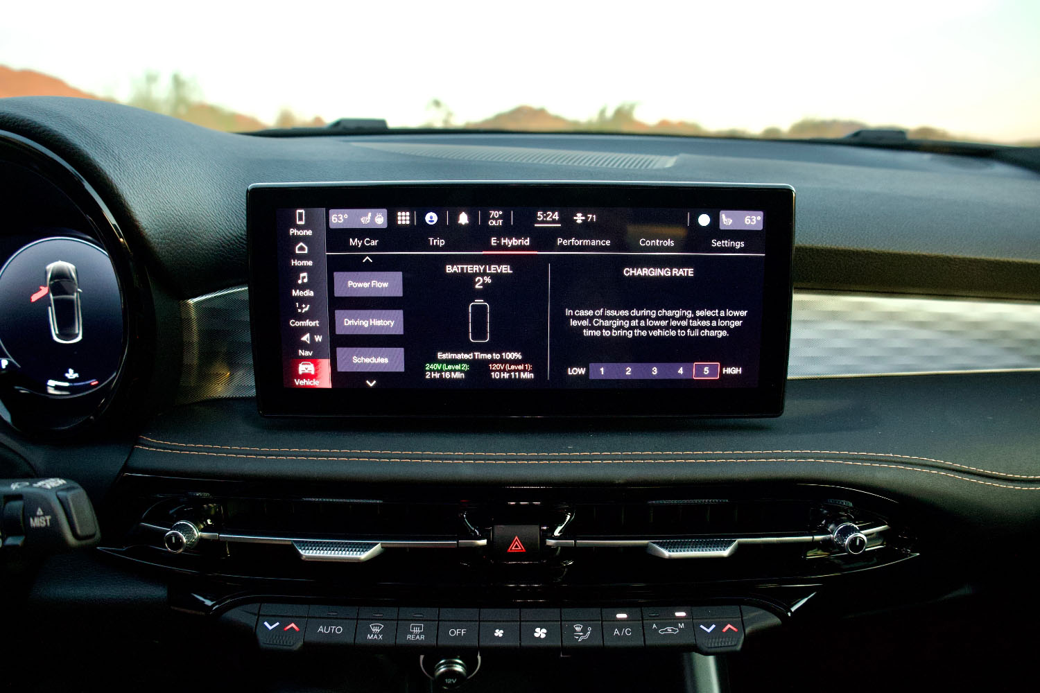 Infotainment screen of the 2024 Alfa Romeo Tonale Ti displaying hybrid system information
