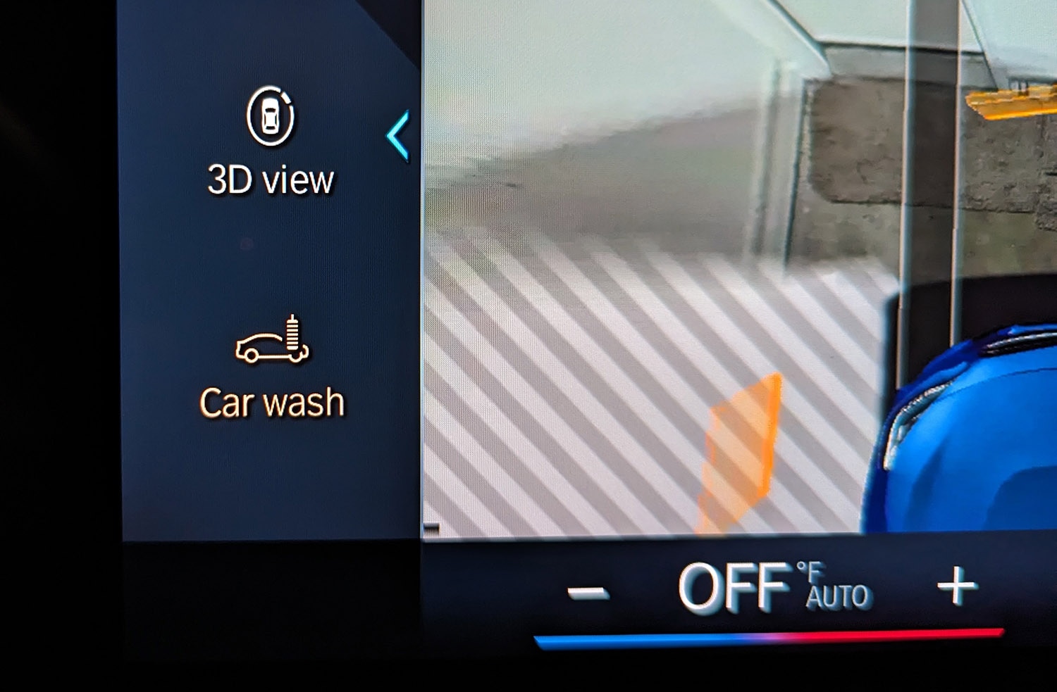 Vehicle infotainment screen with car wash mode feature