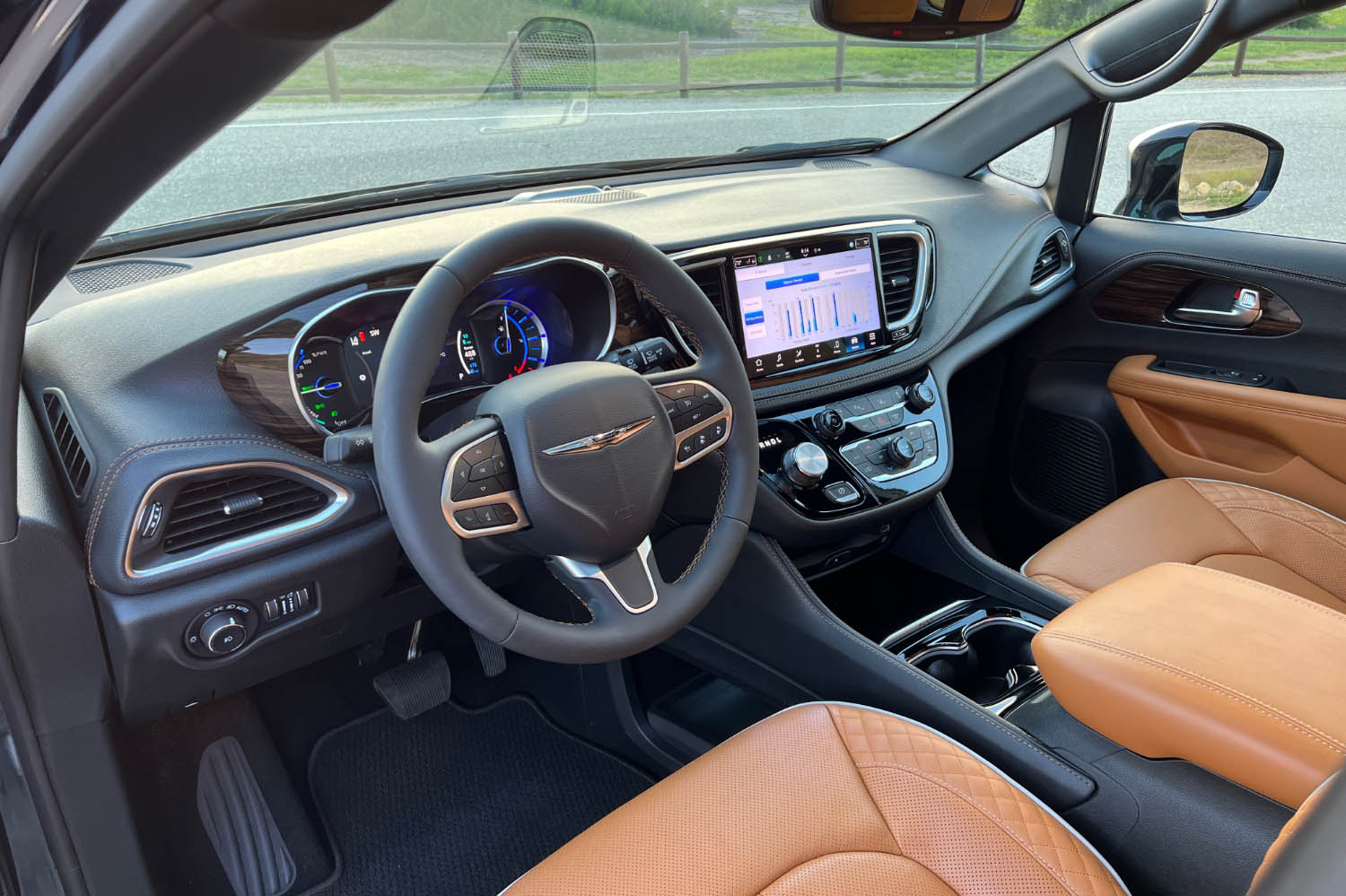 Dashboard of 2023 Chrysler Pacifica Hybrid minivan
