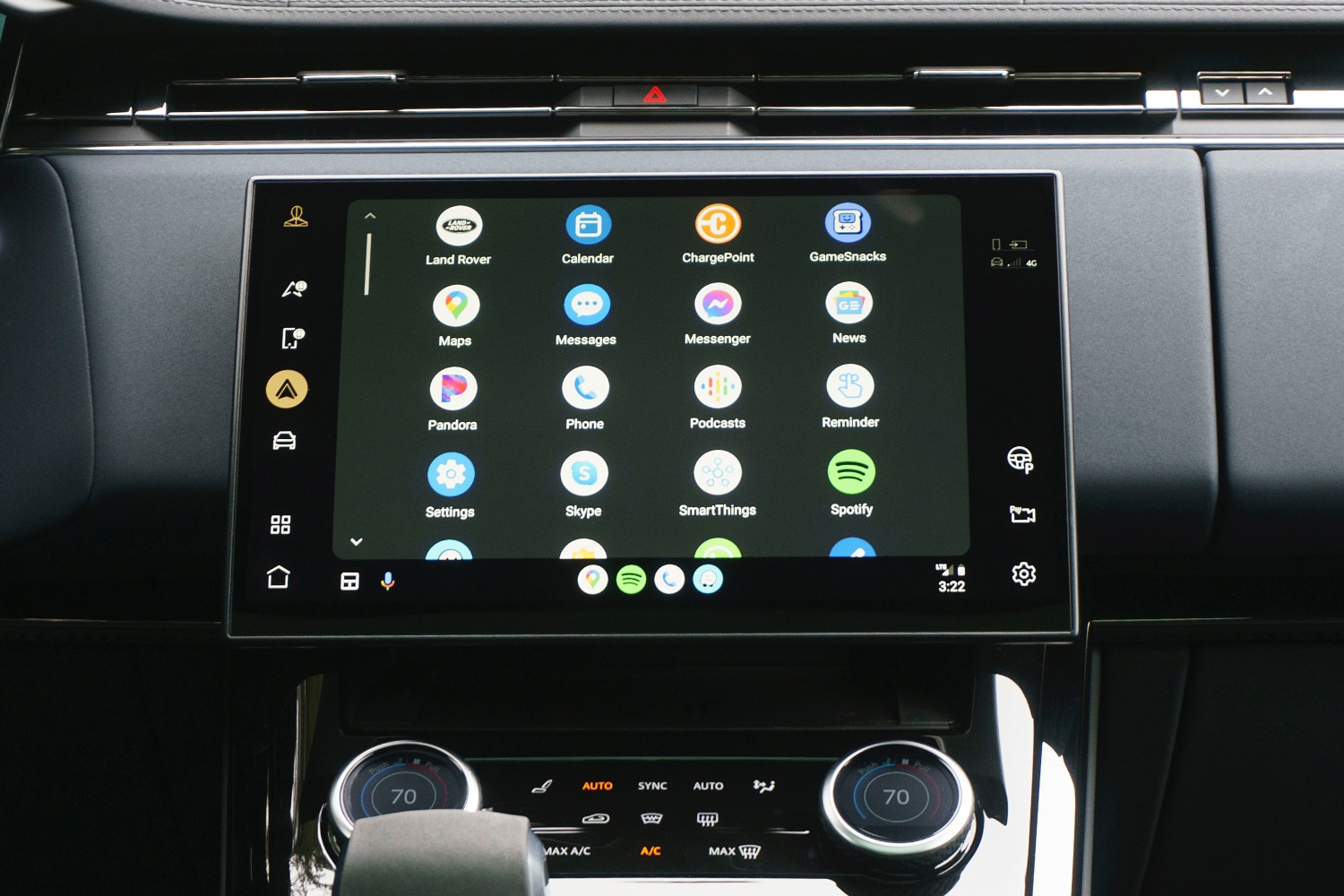 2023 Land Rover Range Rover Sport Pivi Pro infotainment system displaying its Android Auto menu.