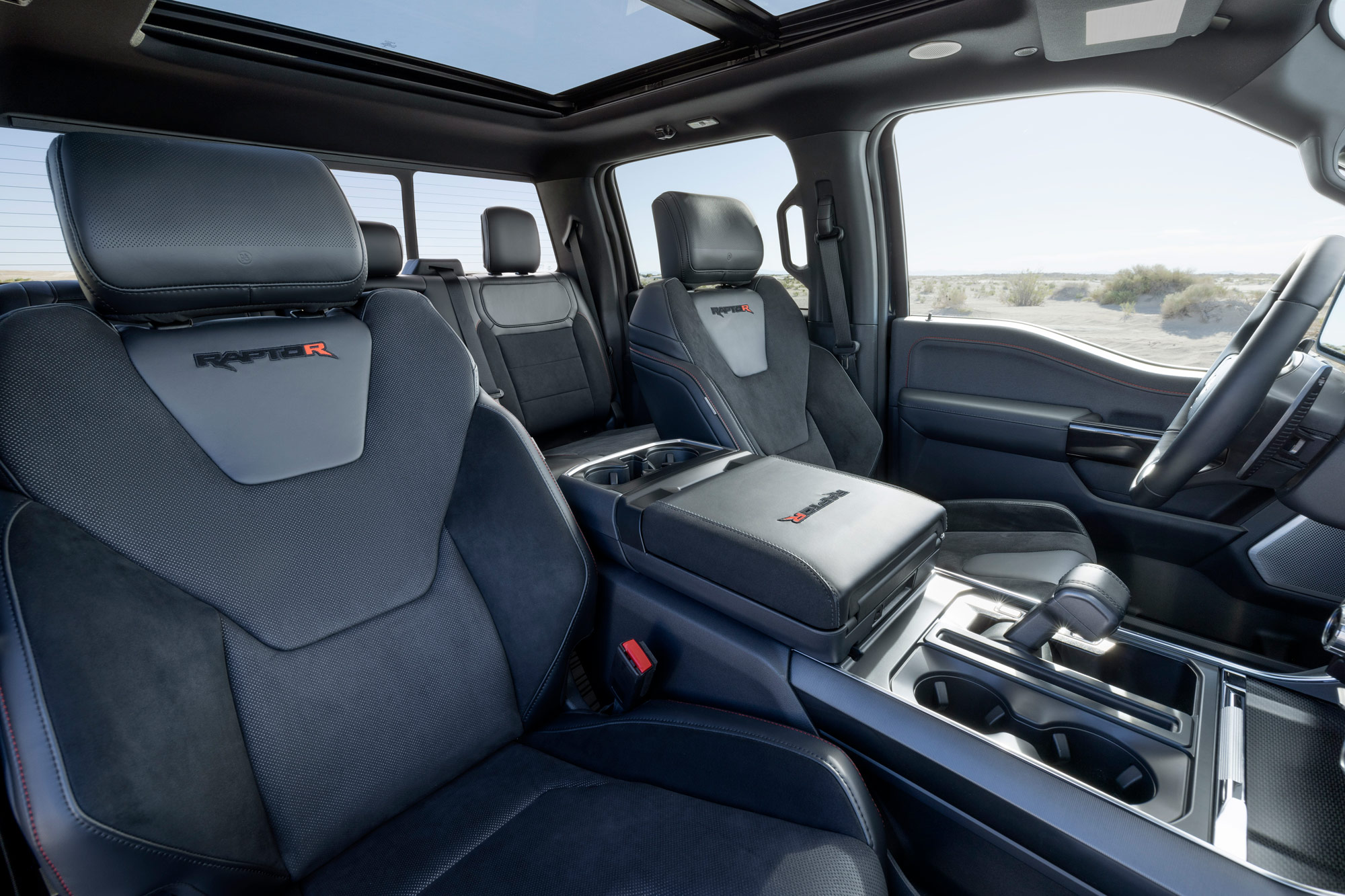 Front seats of a 2023 Ford F-150 Raptor R