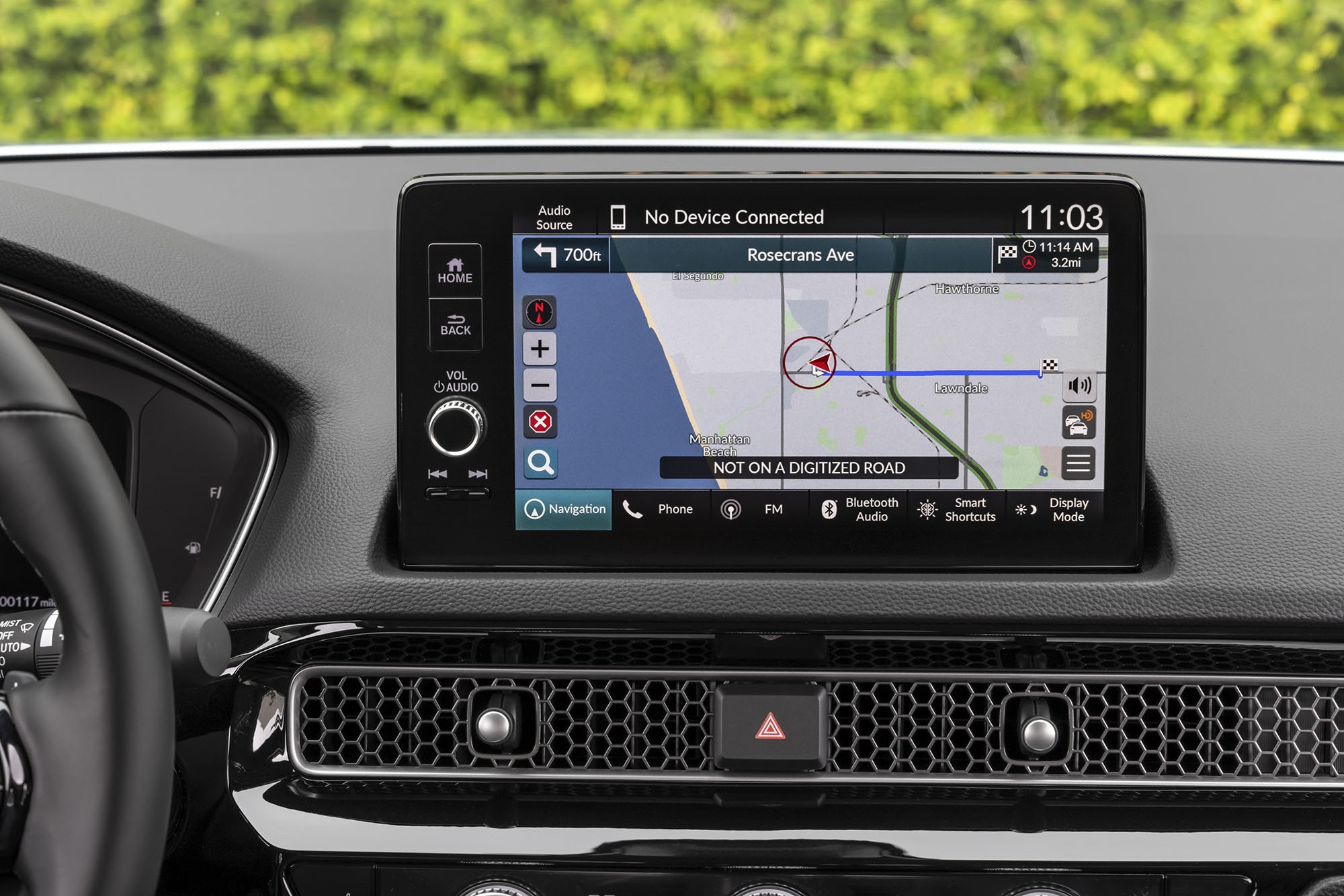 Infotainment screen with navigation displayed in current-generation Honda Civic